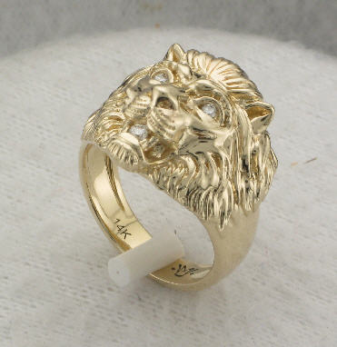 Prsteň s hlavou Tigra s diamantmi - 3Dzlatníctvo