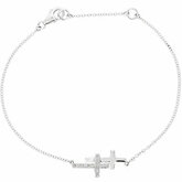Diamond or CZ Double Cross Bracelet or Necklace