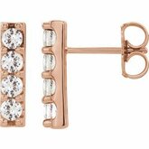 86951 / Earrings / Set / Lab-Grown Diamond / Round / 2.5 Mm / 14K Rose / Pair / Friction Backs Included / Polished / 1/2 Ctw Lab-Grown Diamond Bar Earrings
