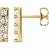 86951 / Earrings / Set / Lab-Grown Diamond / Round / 2.5 Mm / 14K Yellow / Pair / Friction Backs Included / Polished / 1/2 Ctw Lab-Grown Diamond Bar Earrings
