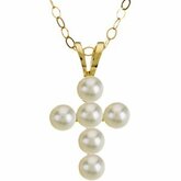 Youth Pearl Cross 15" Necklace