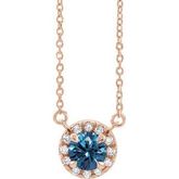 86978 / NECKLACE / round / 3.5 Mm / 14 kt Ružové Zlato / Set / Lab-Grown Blue Diamond / Vs, Blue :: 1 / 5 Ctw / 16-18 In / Polished / 1 / 5 Ctw Lab-Grown Blue Diamond French-Set Necklace