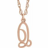 87090 / 14K Rose Gold-Plated Sterling Silver / Q / 16-18 In / Polished / Script Initial Necklace