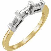 Engagement Ring or Band Mounting with Baguette Accents