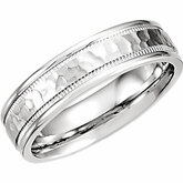 Fancy Carved Band 6mm with Micro-Hammer Finish
