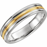 14Kt Biele zlato / Yellow / White / 7 / Fancy Grooved Duo Band