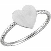 Continuum Sterling Silver / Posh Mommy Heart Engravable Rope Ring
