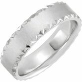 52087 / Sterling Silver / 4 / 6 Mm / Wypolerowane / Scalloped Edge Comfort-Fit Satin Finished Band