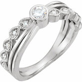 Charles & Colvard Moissanite® & Diamond Accented Bezel Set Ring