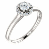 Charles & Colvard Moissanite® & Diamond Accented Halo-Style Engagement Ring