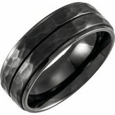 T52146 / Titanium / 7 / 8 Mm / Polished / Grooved Band With Hammered Finish