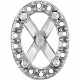 Oval 4-Prong Halo-Style Setting for Earring Assenbly